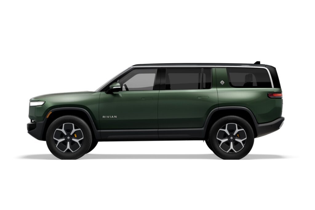 Left Side of Forest Green Rivian R1S