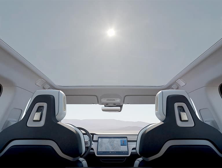 The Rivian R1s has a glass Panoramic Roof