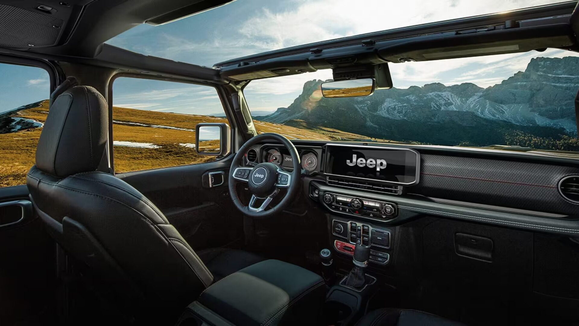 The cabin of the 2024 Jeep Wrangler is pretty