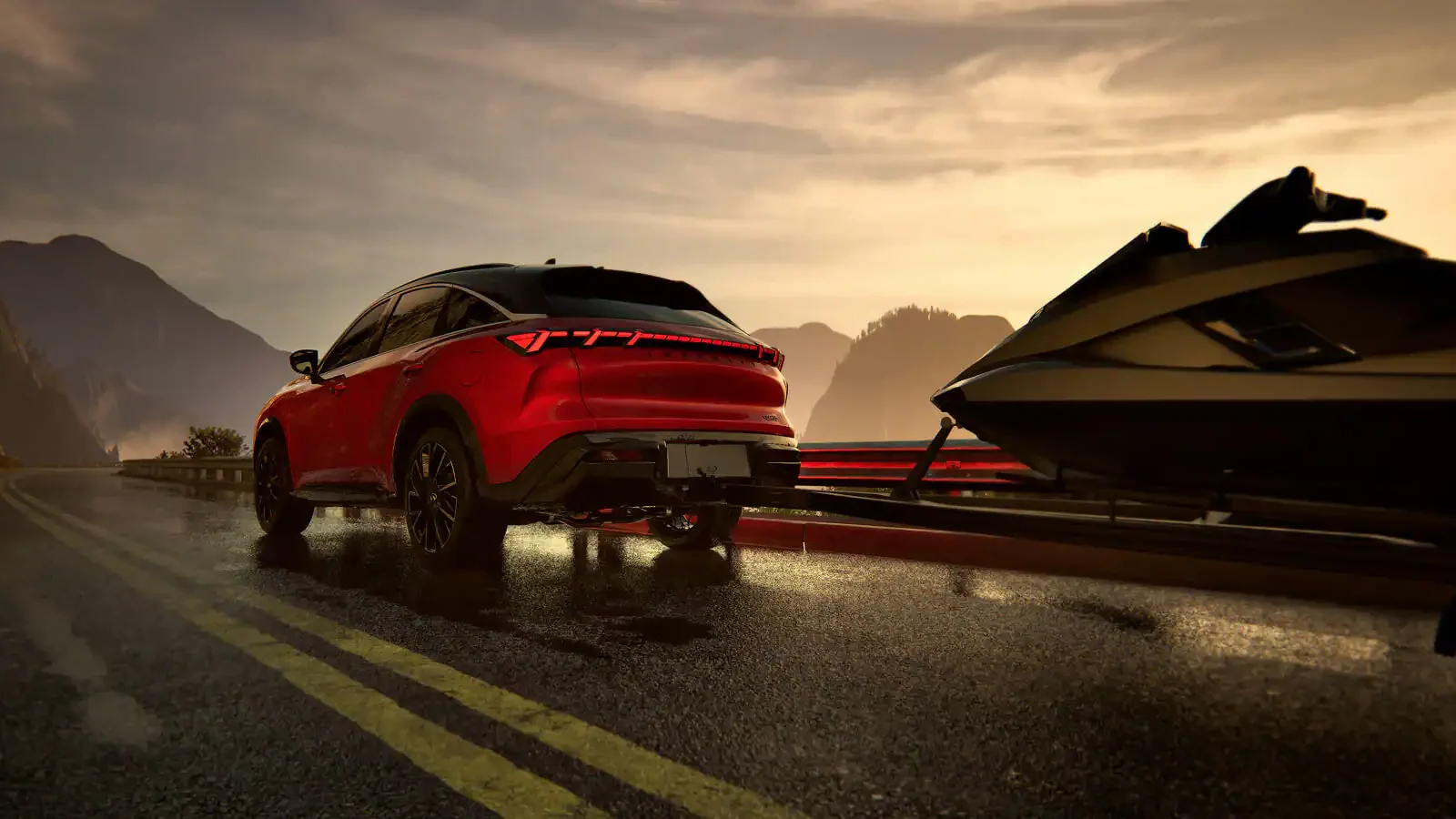 QX65 towing a jet ski